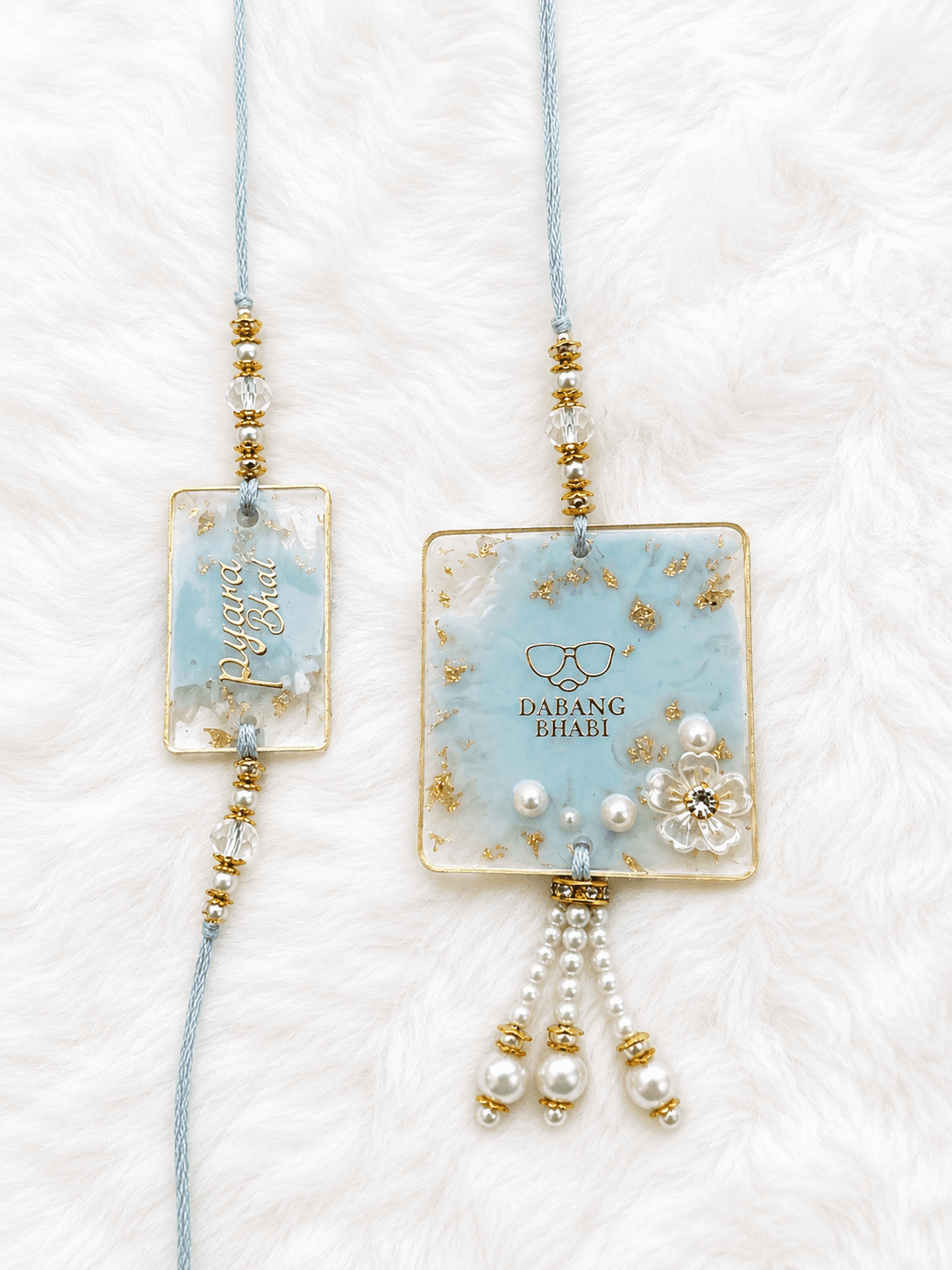 Icy Blue Marble Couple Set
