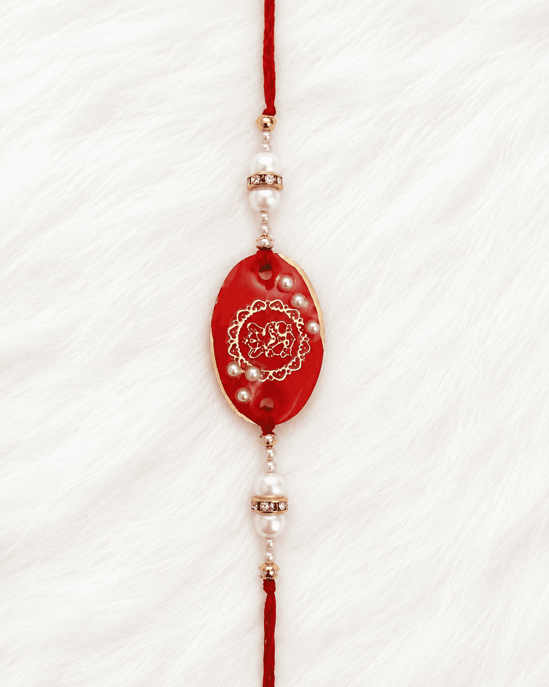 Red Ganesha Pearl Rakhi